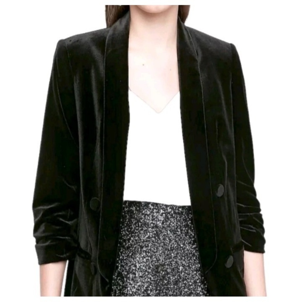 NWT EXPRESS BLACK SHAWL COLLAR VELVET BOYFRIEND BLAZER JACKET Sz S Party‎ Night
